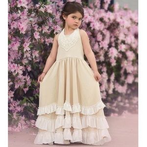 Trish Scully Cream Twirl Dress EUC